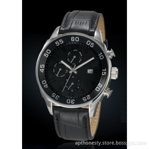 6 Needles Men Swiss Quartz Watch with Calendar Apt-M013